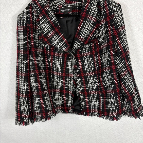 Sharon Anthony Stylish Red and Black Plaid Blazer - Picture 1 of 4